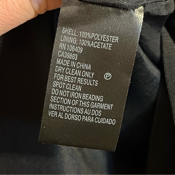 #159 Tahari Arthur S. Levine Black Beaded Cap Sleeve Sheath Dress Size 14 - Picture 9 of 9